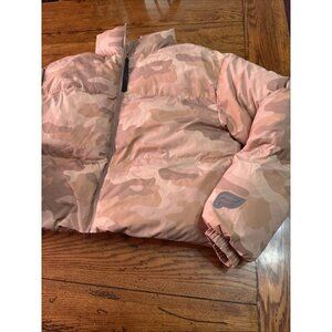 Fabletic Crop Top Tan Camo Puffer Jacket XS